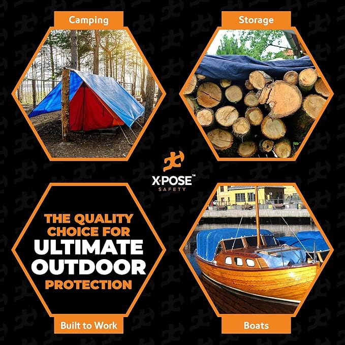 Better Blue Poly Tarp 10' x 18' - Multipurpose Protective Cover - Lightweight, Durable, Waterproof, Weather Proof - 5 Mil Thick Polyethylene - by Xpose Safety