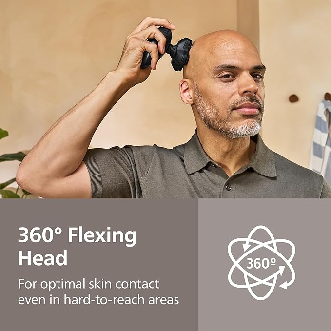 Philips Norelco Head Shaver Pro 5000 Series - Skull Shaver for Men and Women, 360° Flexing Head & ComfortCut Blades for Clean Shave, Gentle on Skin, Model HS5980/40
