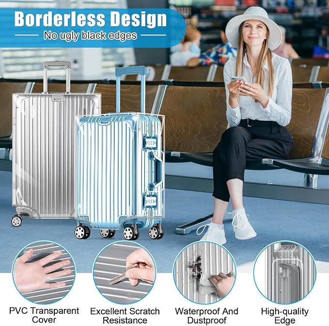Yotako Clear PVC Suitcase Cover Tough Protector, 28 Inch Luggage Covers for Wheeled Suitcase 28"