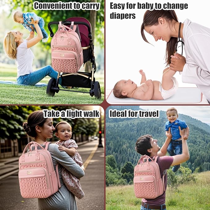 Diaper Bag Backpack,Stylish Baby Diaper Bag,Waterproof Travel Diaper Backpacks Baby Bags with Changing Pad,Stroller Straps,Insulated Pockets (Black)