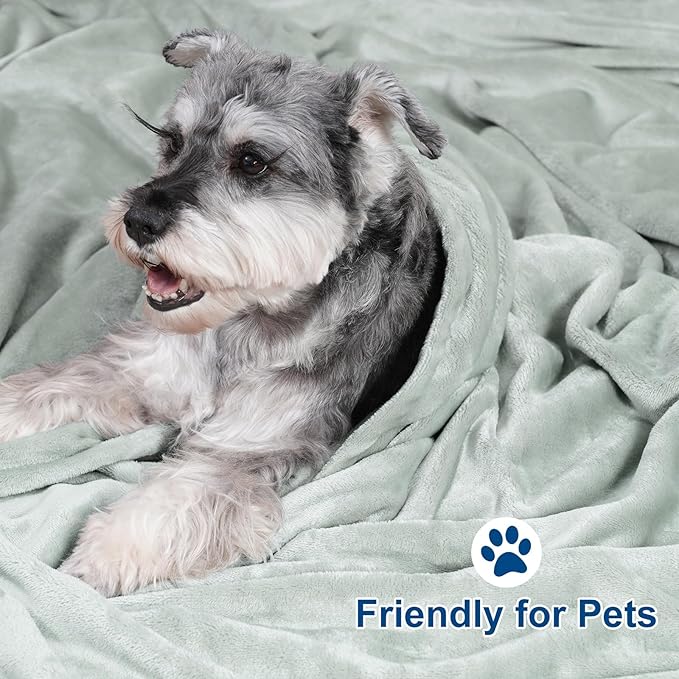 PHF Ultra Soft Fleece Blanket King Size, No Shed No Pilling Luxury Plush Cozy 300GSM Lightweight Blanket for Bed, Couch, Chair, Sofa Suitable for All Season, 108" x 90", Sage Green