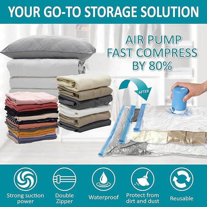 26 Pack Space Saver Storage Bags with Electric Air Pump