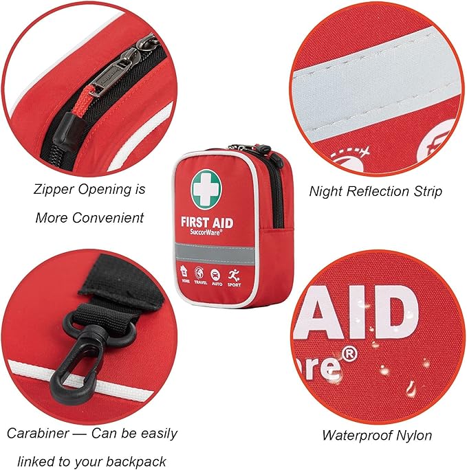 SuccorWare130 Pieces First Aid Kit with Hospital Grade Medical Supplies - Includes Emergency Blanket, Bandage - Great for Home, Outdoors, Office, Car, Travel, Camping, Hiking, Boating