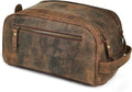 LEATHER VILLAGE Premium Leather Toiletry Travel Pouch With Waterproof Lining - Brown | King-Size Handcrafted Vintage Dopp Kit Bag