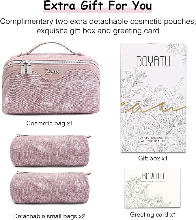 Travel Makeup Bag Cosmetic Bags for Women: 3 Sets Large Capacity Make up Bag - Portable Toiletry Bags with Handle for Women(05-Purple)