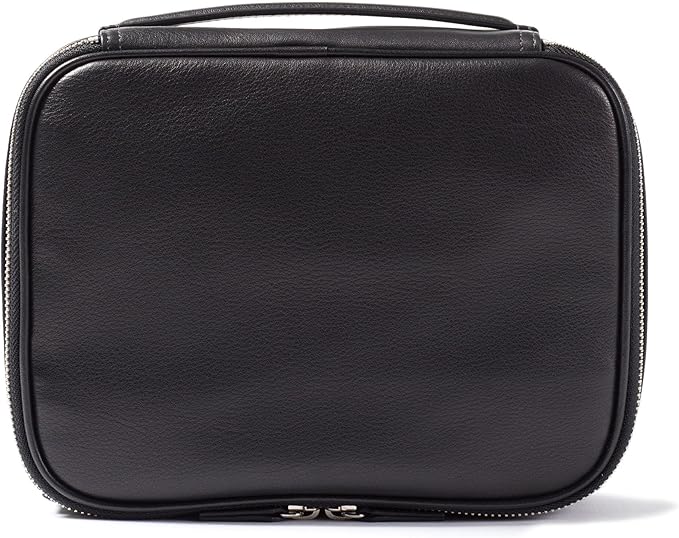 Leatherology Black Onyx Large Travel Organizer - Zipped mesh storage pocket, elastic loops for organization, double metal zipper