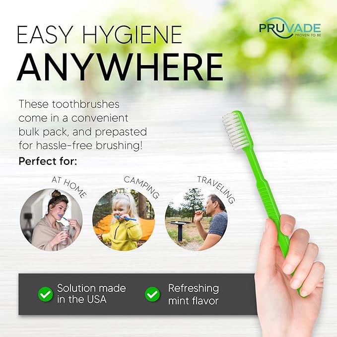 1000 Prepasted Toothbrushes Individually Wrapped - Disposable Toothbrushes with Toothpaste Built in - Single Use Waterless Tooth Brush with Soft Bristles for Hotel, Camping, Travel, Office