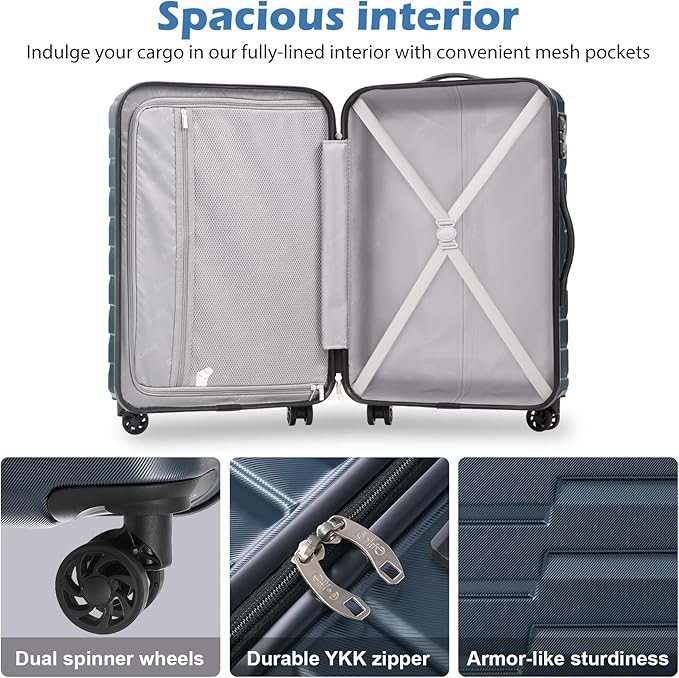 COOLIFE Luggage Expandable Suitcase PC ABS TSA Luggage 3 Piece Set Lock Spinner Carry on (purple, 3 piece set)
