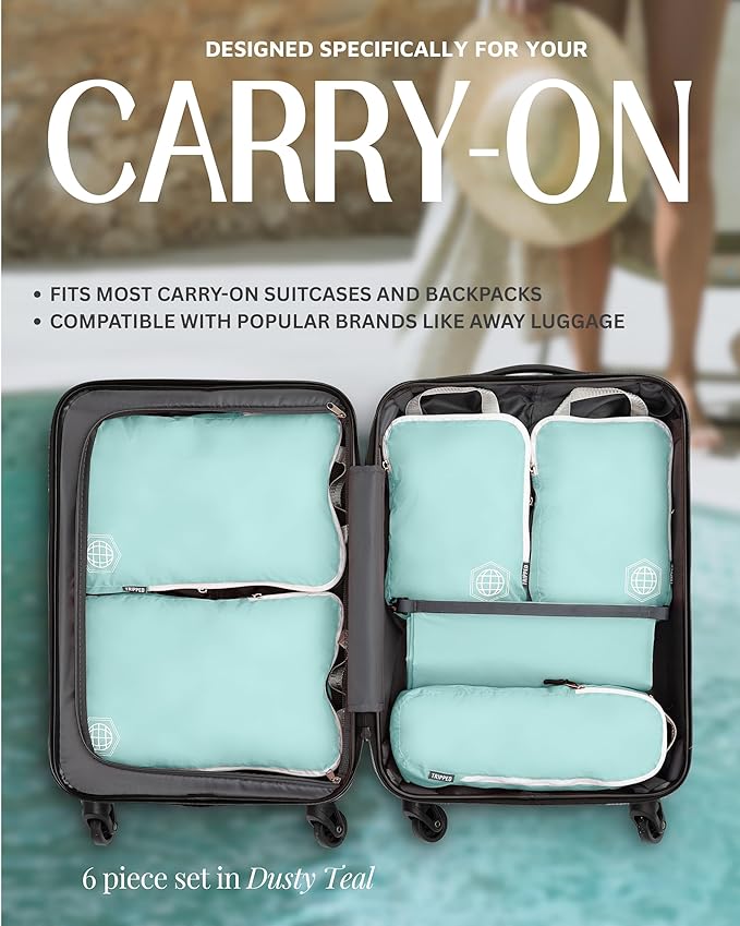 Compression Packing Cubes Set for Travel - Lightweight, Durable Clothes Organizer for Carry-On Luggage and Suitcases by TRIPPED Travel Gear