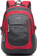 ProEtrade Backpack Bookbag for College Sturdy Travel Business Hiking Fit Laptop Up to 15.6 Inch Multi Compartment Gifts for Men Women Night Light Reflective (red)
