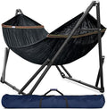 Tranquillo Universal Hammock Stand 600 lbs Capacity, Instant 20s Foldable, 3-Year Warranty Hammock with Stand, 2 Person Camping Revolutionary Portable No Screws, Premium Hammocks, Black