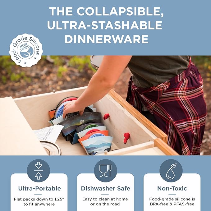 HYDAWAY 1-Quart Collapsible Insulated Bowl with Lid - BPA-Free, Leak-Resistant, Space-Saving Camp Bowl - Ideal for Hiking, Travel & Outdoor Meals