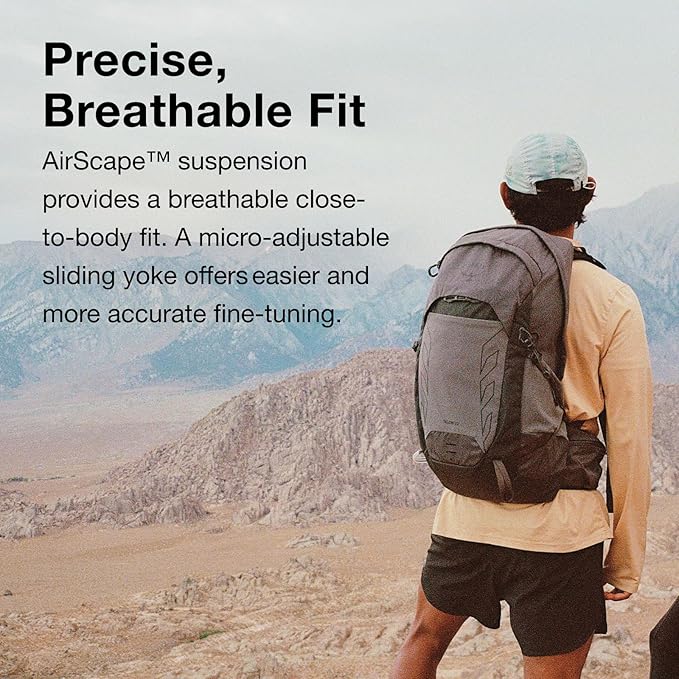Osprey Talon 22L Men's Lightweight Hiking Backpack with Hipbelt, Phantom Grey/Dark Charcoal