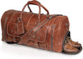 Duffle Leather Travel Bag for Women Men Gym Sports Overnight Weekend Airplane Cabin Bag 28 Inch Large Size Travel Bag with Shoe Compartment by Cureo