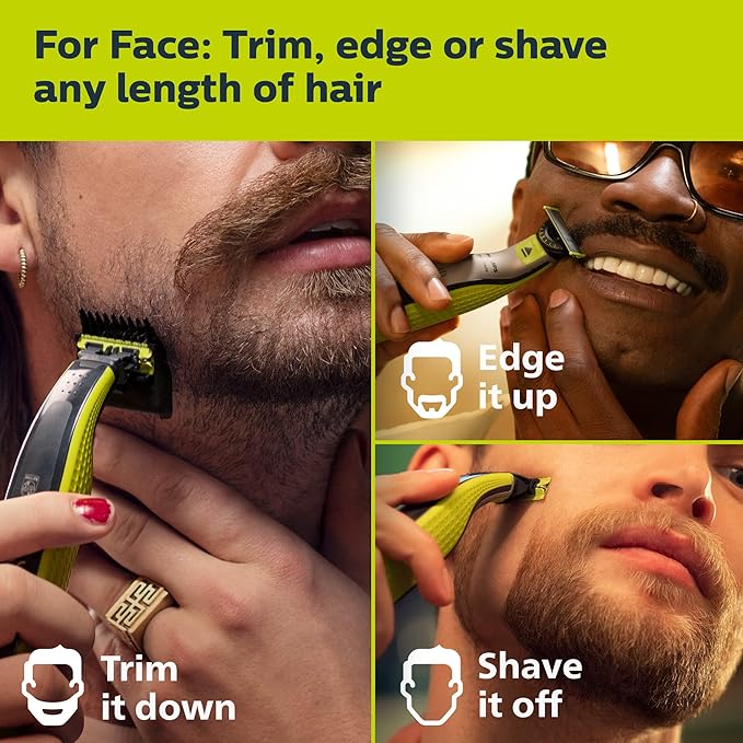 Bundle of Philips Norelco OneBlade 360 Face & Body Hybrid Electric Trimmer and Shaver, QP2834/70 + Philips Norelco Genuine OneBlade 360 Blade Replacement Blades, 2 Count, QP420/80