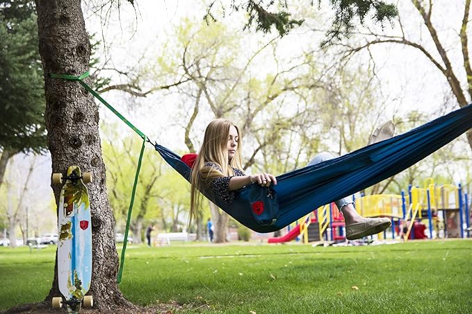 Grand Trunk | Ultralight Camping Hammock | Best Single Size Starter Hammock | Portable for Camping, Hiking, Backpacking, Beach, & Travel (Blue)