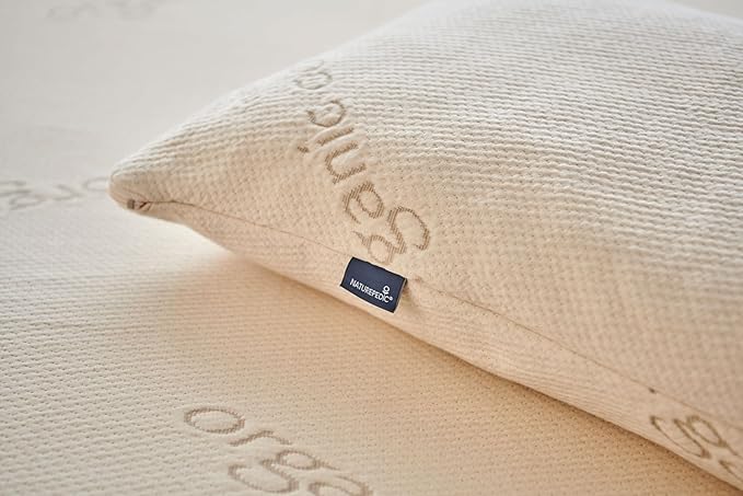 Naturepedic Organic Latex Pillow - Queen Bed Pillow with Soft Comfort - Luxury Pillow with Adjustable Fill for Comfortable Sleeping, Back Support and Neck Pain Relief