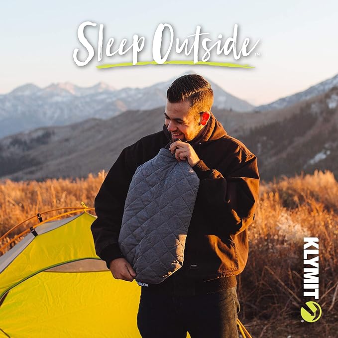 Klymit Luxe Travel Pillow, Lightweight Inflatable Hybrid Airplane, Backpacking, Hammock, and Camping Pillow, Grey