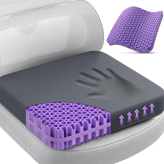 TushGuard Gel Seat Cushion for Long Sitting, Enlarged & Thickened Patent Design Office Chair Seat Cushion, Breathable Cooling Pads for Chairs, Soft Car Cushions for Wheelchair(XX-Large, Grey)