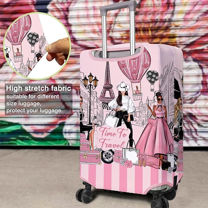 Travel Luggage Cover Suitcase Protector Fits 18-32 Inch Wheel Covers PatternedTravel Related Items Flower Luggage Protector Elastic XL