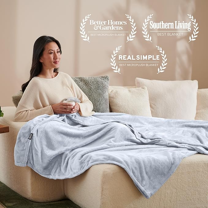 Bare Home Fleece Blanket - King Size - Ultra-Soft Lightweight for Bed, Sofa, and Couch - Luxury Microplush - Cozy Warm Blanket (King, Blue Mist)
