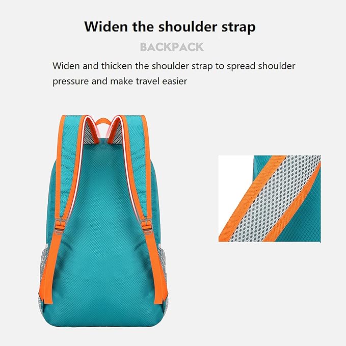 25L Hiking Backpack Foldable Sports Daypack Camping Collapsible Bag Water Repellent Lightweight Travel Men Women(Lake Blue)