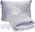 Travel Blanket, Ultra-Soft, Warm & Lightweight Travel Blanket Airplane with Bag, 65x40 in, Airplane Travel Essentials for Women, Men & Kids, Included Eye Mask, Luggage Sleeve & Backpack Clip