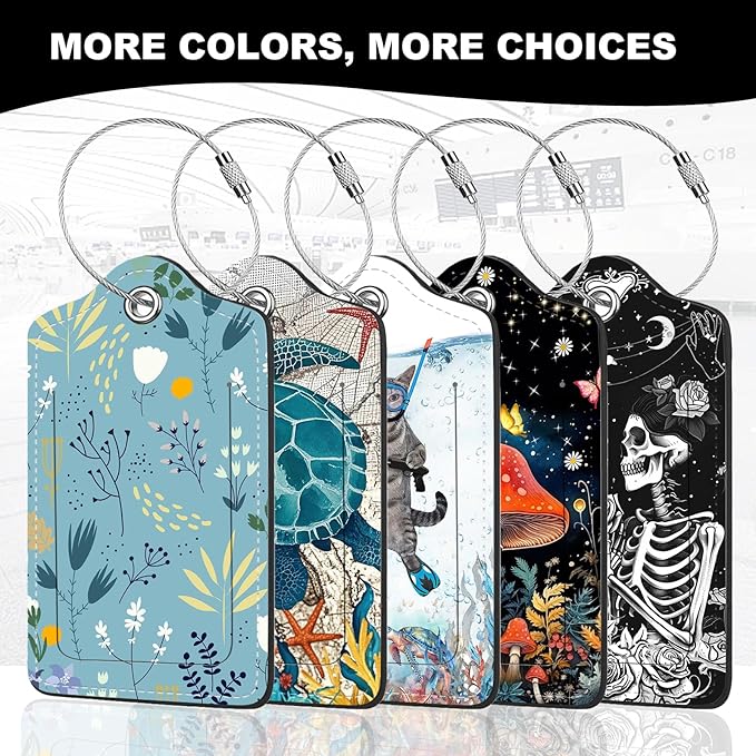 2Pack Luggage Tags for Suitcases, Cute Unique Pu Leather Cruise Luggage Tag with Privacy Cover ID Label Address Card and Metal Ring Suitable for Women Men Kids Travel Bag Yellow and White Floral Print