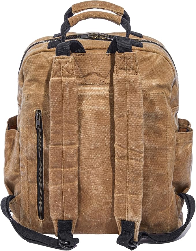 Waxed Canvas Backpack – Durable Rucksack with Laptop Sleeve – Water-Resistant Travel Bag for Work, Commute, School, or Outdoor Use