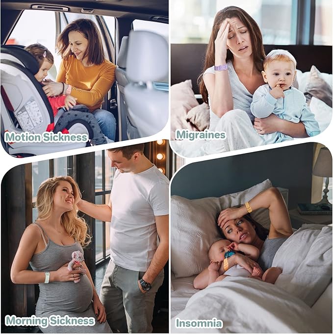 Motion Sickness Bracelets Sea Sickness Wristbands for Motion Sickness/Morning Sickness/Pregnancy Nausea Anti Nausea Bands Acupressure Wristband Motion Sickness Bands (1 Pair Pine Green