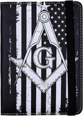 Passport Holder for Women and Men PU Leather Passport Cover for Travel (Masonic)