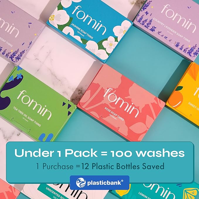 FOMIN - Paper Soap Sheets for Hand Washing - (100 Sheets) Tea Tree Portable Travel Soap Sheets, Dissolvable Camping Mini Soap, Portable Hand Soap sheet