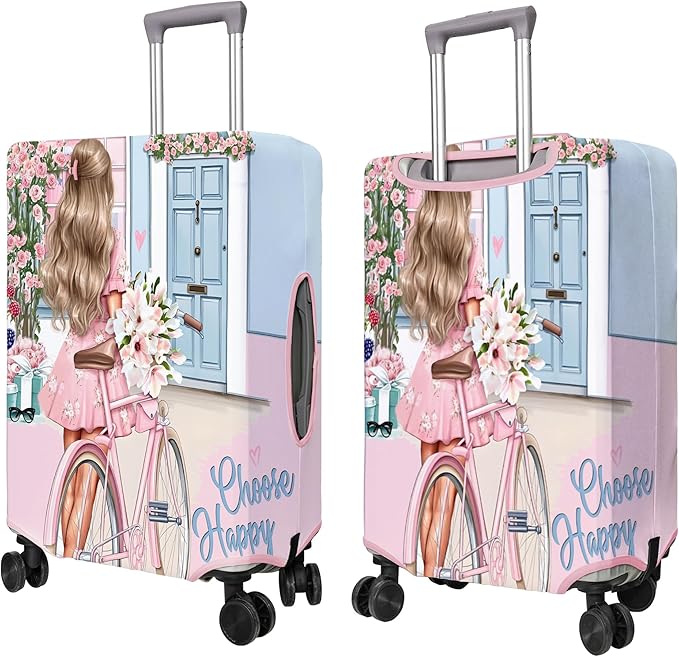 Travel Luggage Cover Suitcase Protector Fits 18-32 Inch Wheel Covers PatternedTravel Related Items Flower Luggage Protector Elastic L