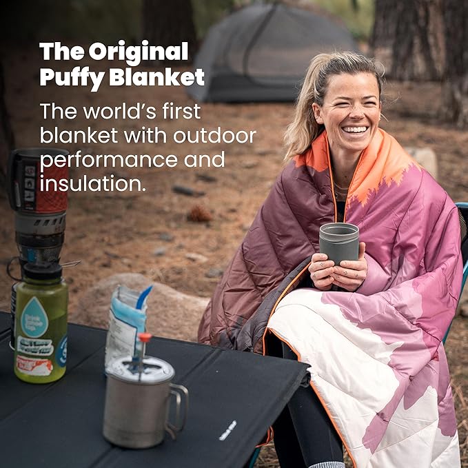 Rumpl Original Puffy Blanket - Warm, Water-Resistant Camping Blanket with 100% Recycled Synthetic Insulation, 52"x75", Original Puffy V2, Dusk Fade