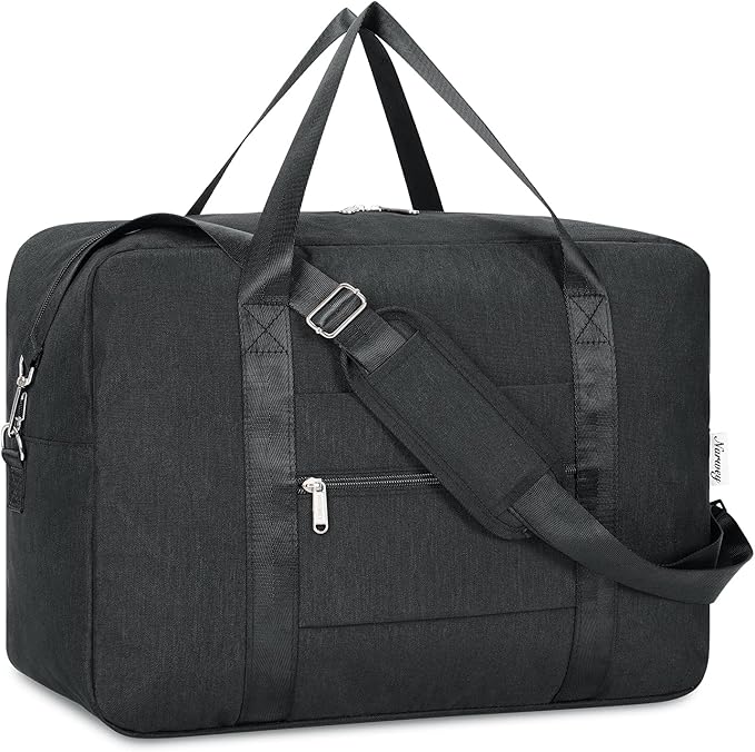 For Spirit Airlines Personal Item Bag 18x14x8 Foldable Travel Duffel Bag Underseat Carry on Luggage for Women and Men 30L (Black)