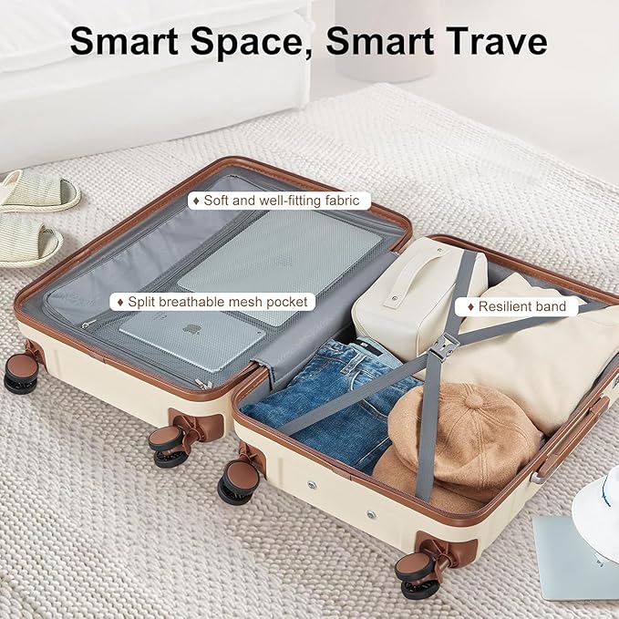 Carry On Luggage 3 Piece Lightweight Travel Luggage Set,22x14x9 Airline Approved,YKK Zippers Expandable Hard Shell Suitcase with Spinner Wheels TSA Lock (Navy, 3 Piece Sets (20/DB/TB))