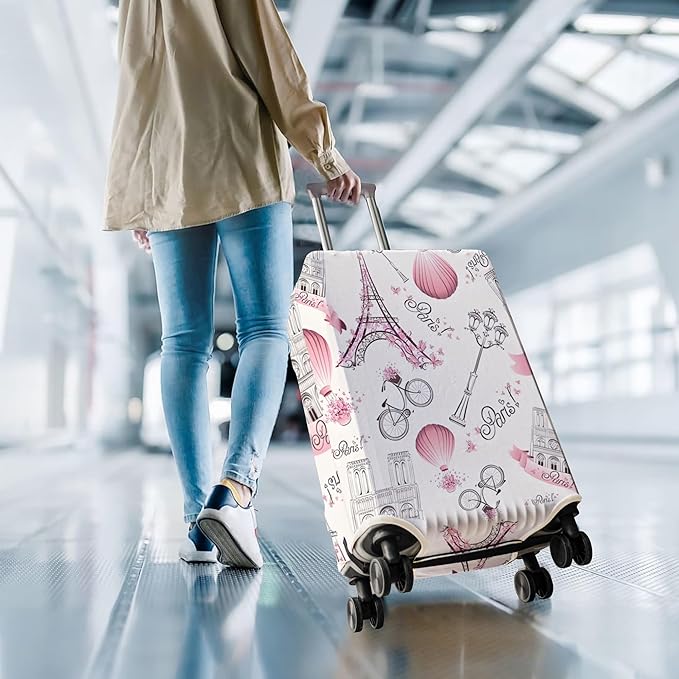 Travel Luggage Cover Suitcase Protector Fits 18-32 Inch Wheel Covers PatternedTravel Related Items Flower Luggage Protector Elastic M