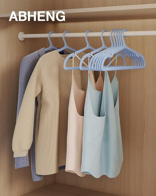 30 Pack Clothes Hangers, Non Slip Plastic Coat Hangers, Space Saving, Heavy Duty, Hanging Dry Wet Clothes, 16.4" x 8.3", Light Blue UAPY0530L