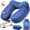 urophylla Inflatable Travel Neck Pillow for Airplanes, Super Soft Velvet Neck Support, Adjustable Firmness, Blow Up Plane Pillow for Long Flights, Road Trips, Travel Essentials with Eye Mask, Earplug