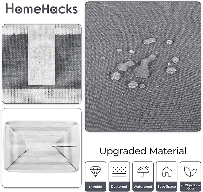 HomeHacks 2-Pack Large Laundry Basket, Waterproof, Freestanding Laundry Hamper, Collapsible Tall Clothes Hamper with Extended Handles for Clothes Toys in the Dorm and Family Gradient Grey, 88L