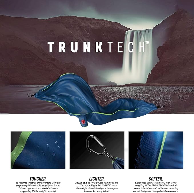 Grand Trunk TrunkTech Double Hammock | Portable Camping Hammock | Accessories for Outdoor, Indoor, Hiking Camping, Backpacking, Travel, Backyard, Beach (Vista)