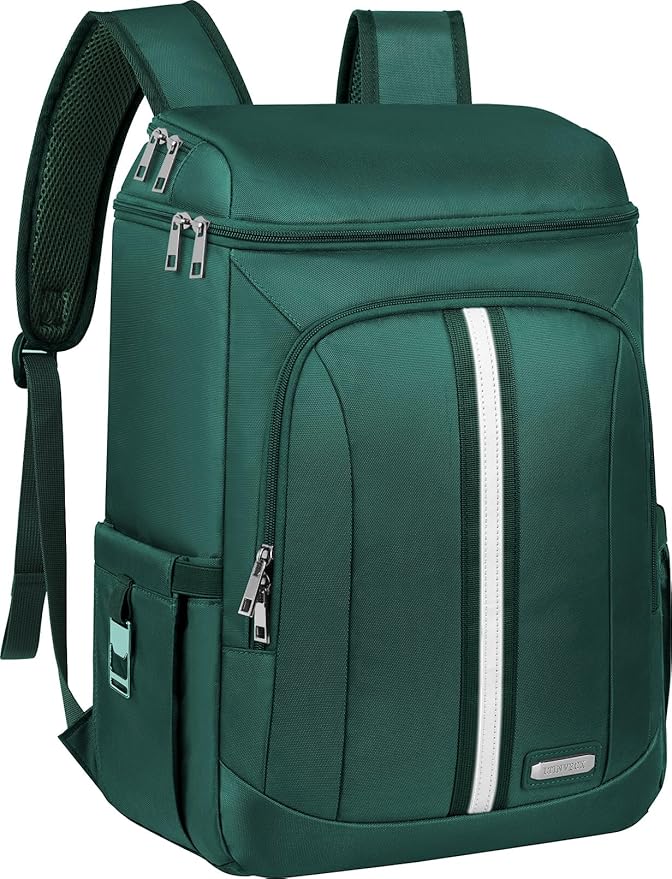 Backpack Cooler Insulated Leak Proof 35 Cans, 2 Insulated Compartments Thermal Bag, Portable Lightweight Beach Travel Camping Lunch Backpack for Men and Women, 30L, Reflective Stripes, Water-Resistant