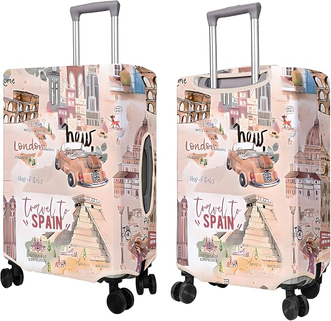 Travel Luggage Cover Suitcase Protector Fits 18-32 Inch Wheel Covers PatternedTravel Related Items Flower Luggage Protector Elastic M