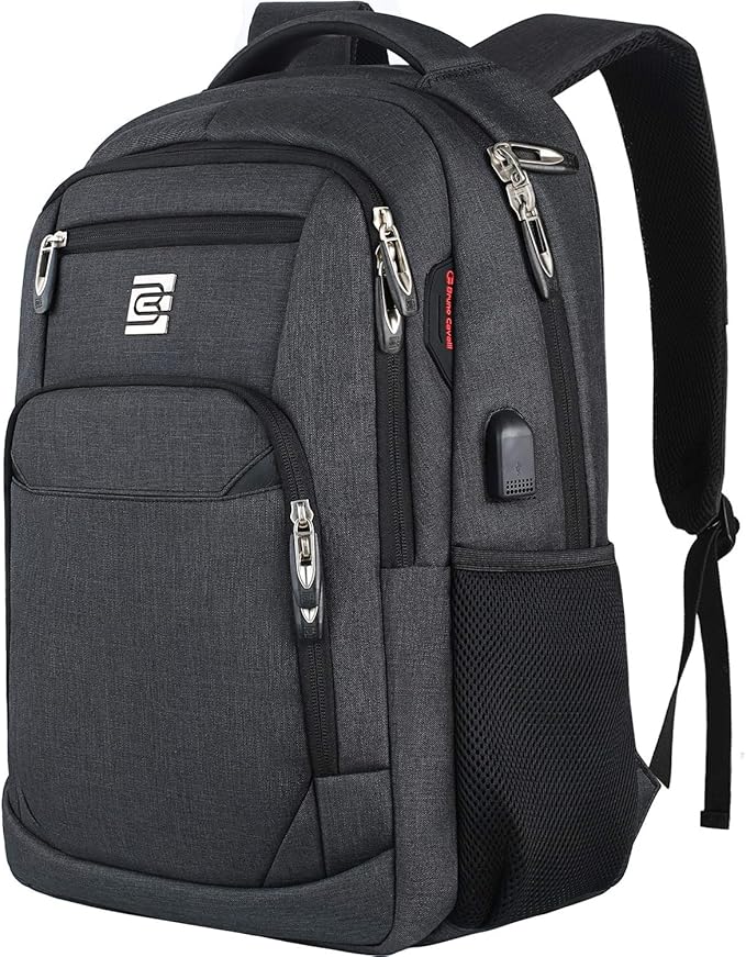 Laptop Backpack,Business Travel Anti Theft Slim Durable Laptops Backpack with USB Charging Port,Water Resistant College Computer Bag for Women & Men Fits 15.6 Inch Laptop and Notebook - Black