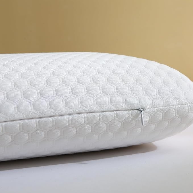 Memory Foam Bed Pillows, Pillow for Side and Back Sleeper, Pillow for Neck Pain Relief, Washable Removable Cover, Soft, White (King)