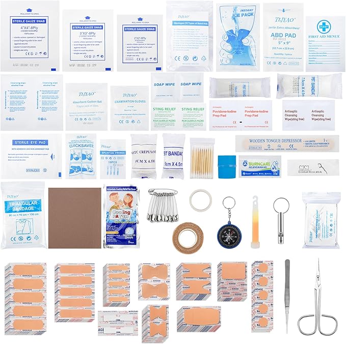 330 Piece First Aid Kit, Premium Waterproof Compact Trauma Medical Kits for Any Emergencies, Ideal for Home, Car, Travel, Camping, Hiking, Truck, Office, Sports (Red)