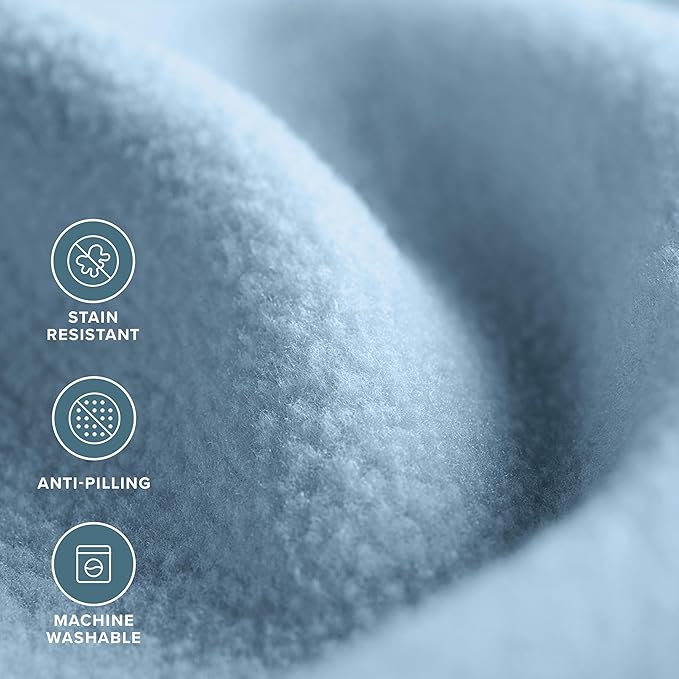 Bare Home Polar Fleece Blanket - King Size - Warm & Cozy - Premium Lightweight Blanket for Bed, Sofa, Camping, Travel & Cold Nights (Light Blue)