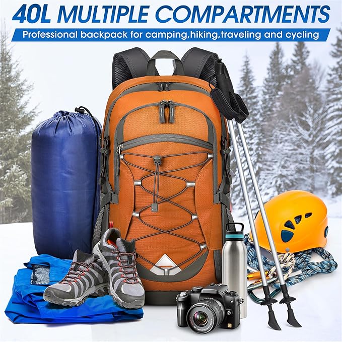 IGOLUMON Hiking Backpack 40L Packable Lightweight Camping Backpack Men Women Waterproof Hiking Daypack Outdoor Travel Daypack