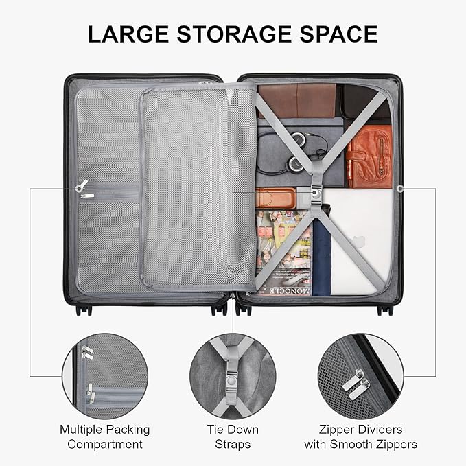 LEVEL8 Elegance Checked Luggage, 24 Inch Hardside Suitcase, Lightweight Matte Hardshell with Tsa Lock, Large Suitcases with Spinner Wheels, Olive Green
