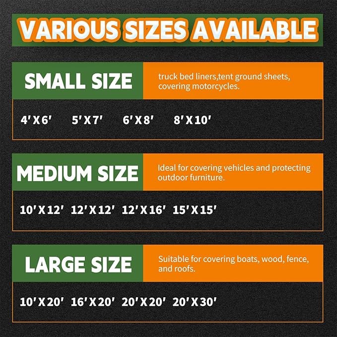 20x30 Feet Tarp Waterproof,9Mil Thick,Finished Size Tarps,UV Resistant,Durable,Multipurpose Poly Tarp Cover with Metal Grommets and Reinforced Edges,Green/Black by RAINDEWAY